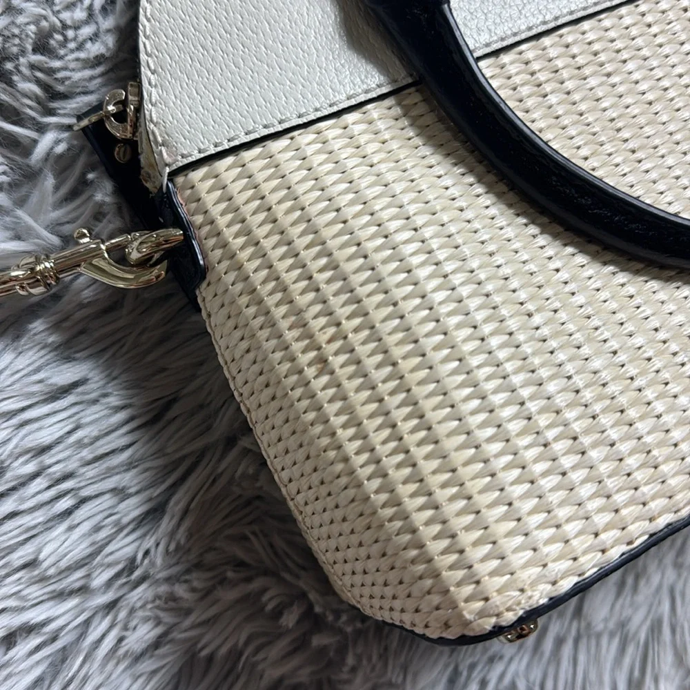 Kate Spade Grove Street mini Straw Carli satchel in beige
